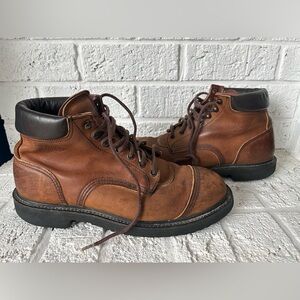 Red Wing 996 USA Brown Leather Work Boots Cap Toe Vibram Sole Men's Shoe 11.5 B